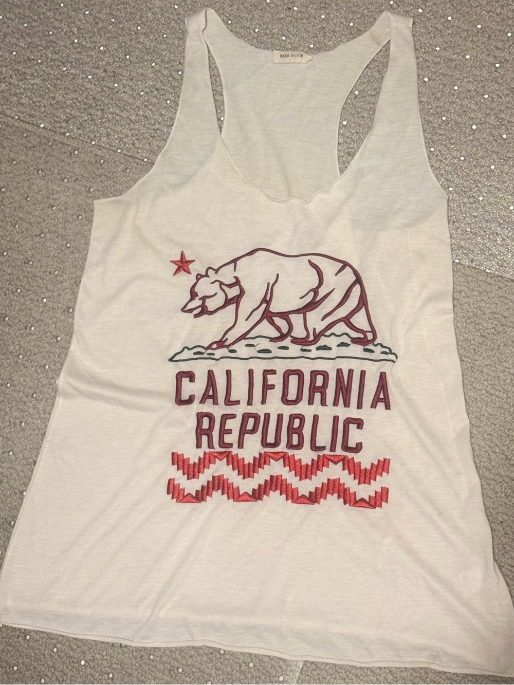 California Republic Graphic razorback Tank Top - White